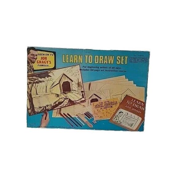 Vintage Jon Gagny's Learn to Draw Set Large Box Partial Contents - Picture 1 of 12